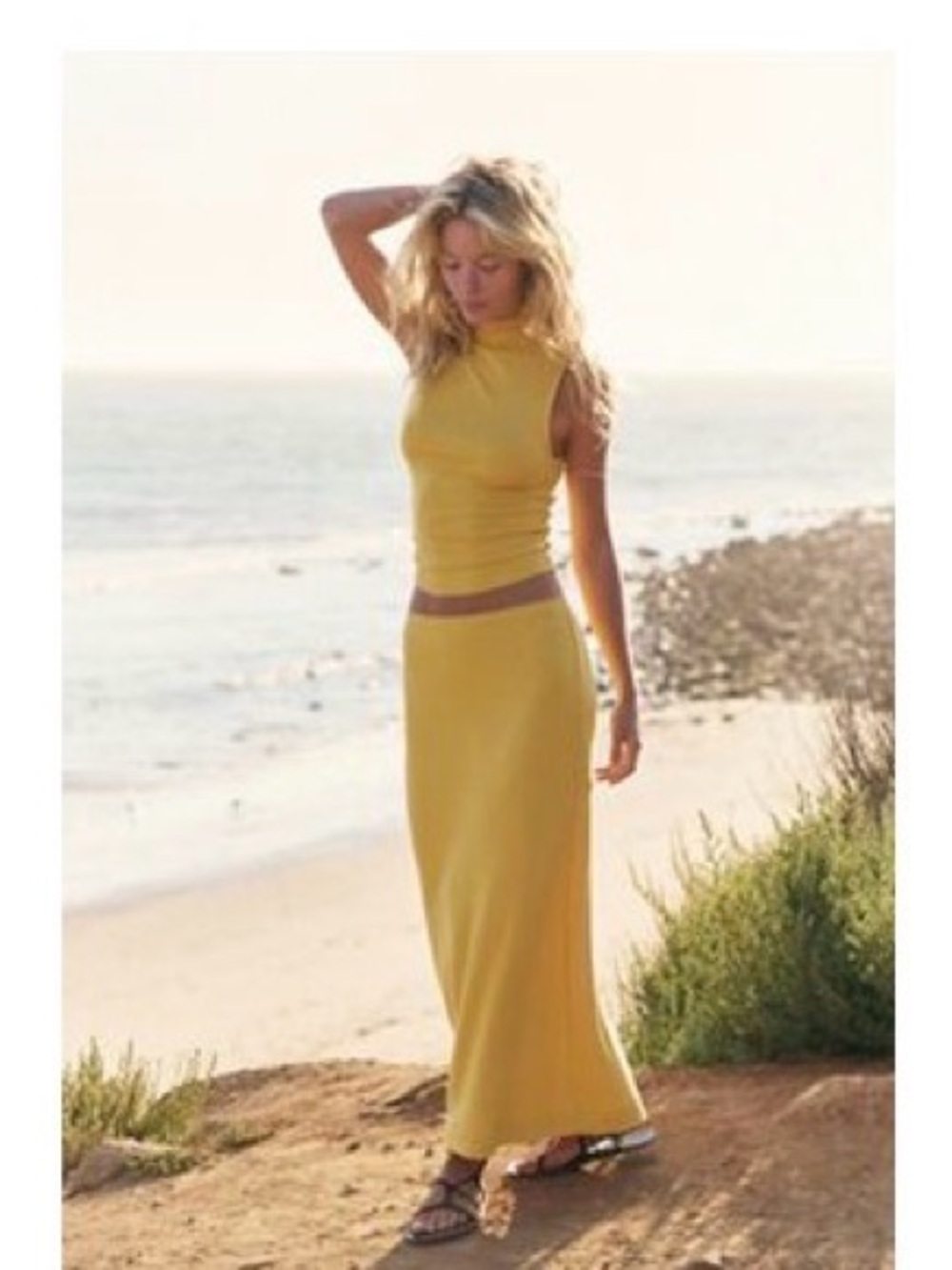 Free People Yellow Maxi Skirt with Slim Silhouette